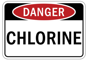 Chlorine chemical warning sign and labels