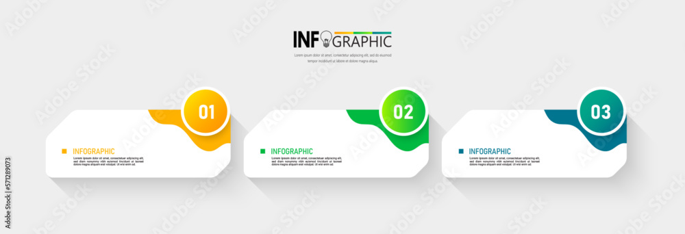 Aufkleber 3 steps presentation business infographic template vector.