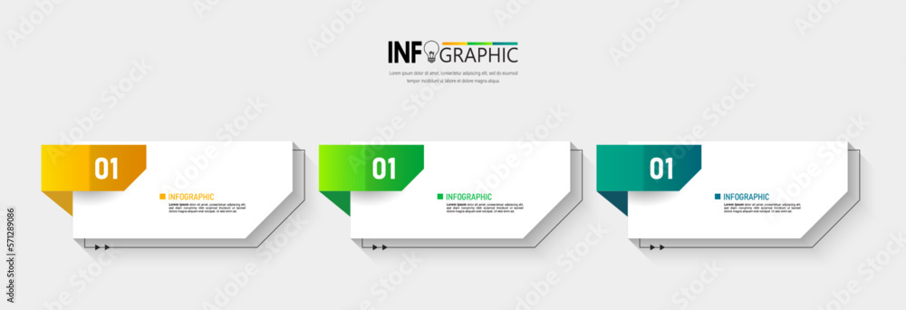 Aufkleber 3 steps presentation business infographic template vector.
