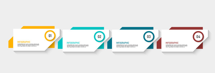 Infographics design template, business concept with 4 steps or options, can be used for workflow layout, diagram, annual report, web design.Creative banner, label vector.	
