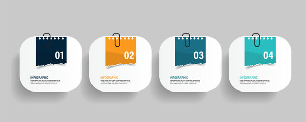 Business Infographic with note paper design vector.	
