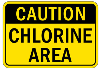 Chlorine chemical warning sign and labels chlorine area