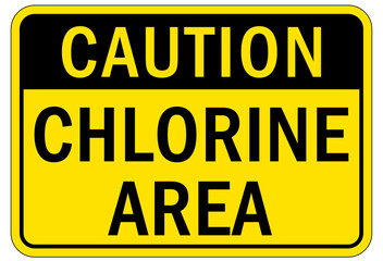 Obraz premium Chlorine chemical warning sign and labels chlorine area