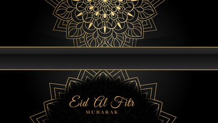 Elegant grreting or invitation card with gold design decorated stylish text Ramadan Mubarak.