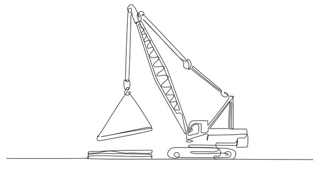 Continuous line art or One Line drawing of crawler crane for vector  illustration, business transportation. heavy equipment vehicle construction  concept. graphic design modern continuous line drawing Stock Vector | Adobe  Stock