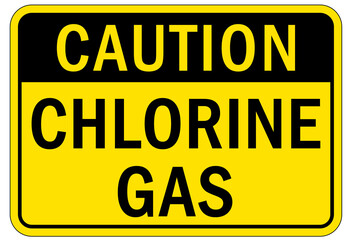 Chlorine chemical warning sign and labels chlorine gas