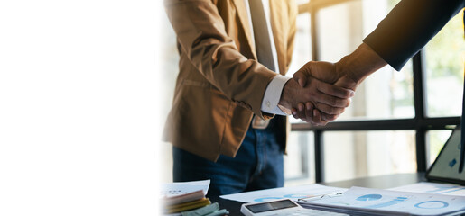 Handshake. Meeting of business people and working cooperation in the organization.