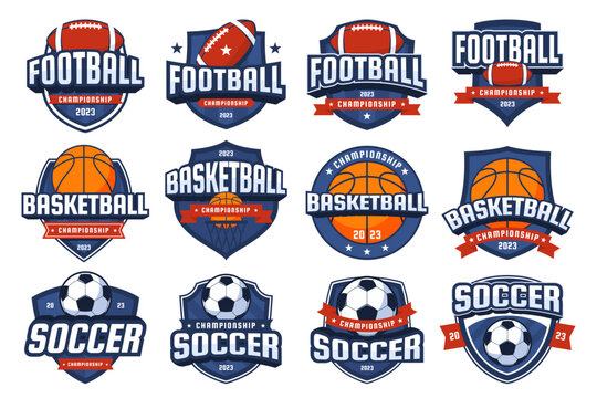 Sports logos for teams. Icon for competitions in team sports. Vector illustration