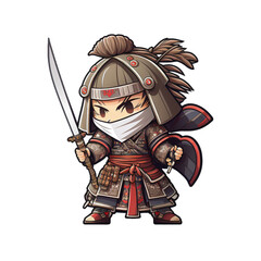 Fototapeta premium Warrior Samurai Sticker Design Generative ai