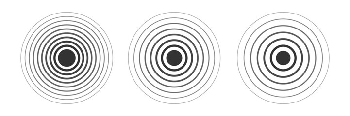 Set of radar icons. Sonar sound waves. Echo icon. Vector illustration.