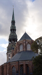 Ancient european architecture, old brick and stone buildings