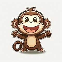 Fototapeta premium joyful monkey cartoon sticker for your home or office decoration generative ai