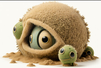 Cute little furry monster or alien. Created with Generative AI technology.