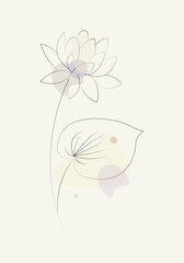 Lotus flowers line arts design for wallpaper, natural wall arts, banner, prints, invitation and packaging design. vector illustration.