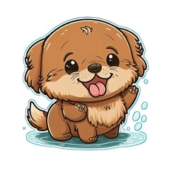 Obraz premium cartoon dog sticker a wild and playful animal mascot generative ai technology
