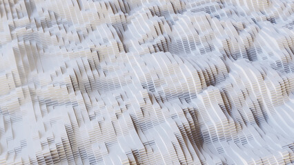 3D Futuristic Wavy Geometric white background Modern abstract texture 