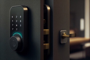 A smart lock, allowing people to control access to their home from their phone Generative AI