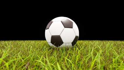 Fototapeta premium 3d render background. football, world, cup, soccer, ball, on the field grass, sport background, black, white, grass, alpha 