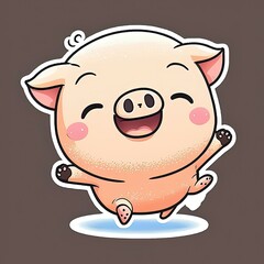 Fototapeta premium adorable cartoon pig sticker for a fun touch generated ai