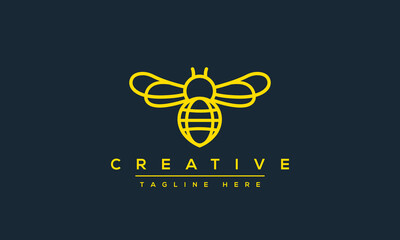 Bee logo vector outline minimalist