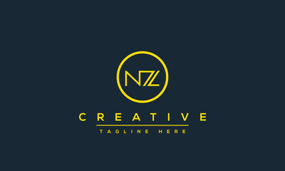 Letter NZ logo design, Minimalist Abstract Initial letter NZ logo