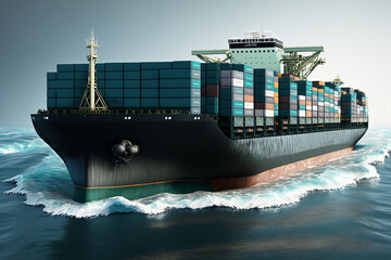 The ship transport containers from China by sea. Generative AI.