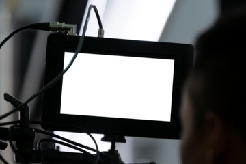 Close up of Video monitor at movie set with white blank monitor to put your photo