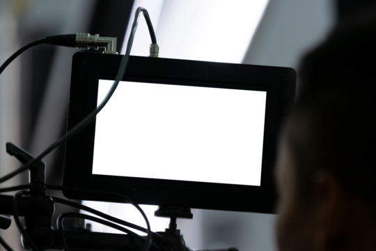 Close up of Video monitor at movie set with white blank monitor to put your photo