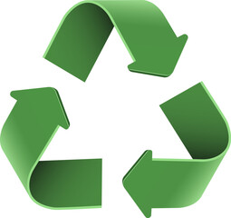 Green 3d icon arrows recycle eco symbol vector illustration isolated on white background. Recycled sign. Cycle Recycled materials symbol, waste sorting concept saving the planet