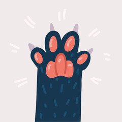 Fototapeta premium Cartoon vector illustration of cat paws, kitten