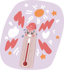 Cartoon vector illustration. Thermometers measuring heat and cold.