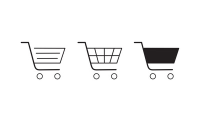Shopping cart vector icon, flat design. Isolated on white background.