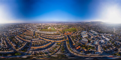 360 VR wide angle aerial shot of Cheltenham and suburban surrounds