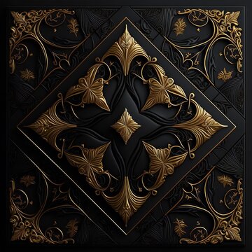 Gold flower on a black background . ai	
