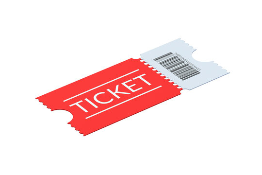 Ticket isolated on white background. 3d render