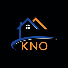 KNO house logo, letter logo. KNO blue image on black background and orange . KNO technology Monogram logo design for entrepreneur best business icon.
 - obrazy, fototapety, plakaty