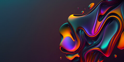 Naklejka na ściany i meble Iridescent squeezed shape. Vector 3d illustration. Abstract holographic background. Colorful graphic design trend. Multicolored gradient substance. Liquid neon colors leak. Generative AI