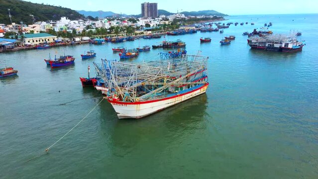 Commercial fishing port.  South port, Nha Trang River, exit to the sea.