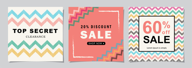 Summer holiday promotion square web banner for social media post design template. sale promotion and discount  backgrounds with abstract pattern.