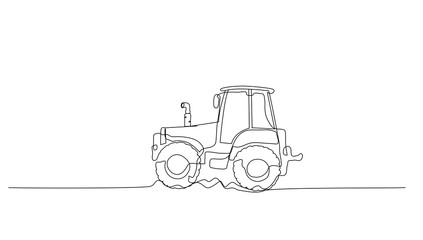 Continuous line art or One Line drawing of tractor for vector illustration, business transportation. heavy equipment vehicle construction concept. graphic design modern continuous line drawing