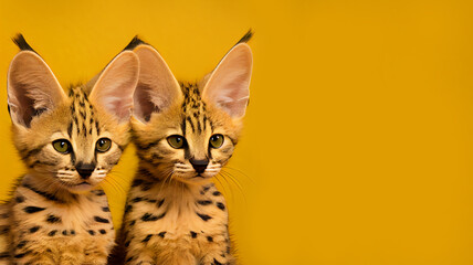 Fototapeta na wymiar Savannah Cat Kittens Group, generative, ai, generative ai,