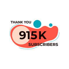 THANK YOU 915K FOLLOWERS CELEBRATION TEMPLATE RED COLOR DESIGN VECTOR GOOD FOR SOCIAL MEDIA, CARD , POSTER