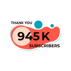 THANK YOU 945K FOLLOWERS CELEBRATION TEMPLATE RED COLOR DESIGN VECTOR GOOD FOR SOCIAL MEDIA, CARD , POSTER
