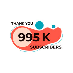 THANK YOU 995K FOLLOWERS CELEBRATION TEMPLATE RED COLOR DESIGN VECTOR GOOD FOR SOCIAL MEDIA, CARD , POSTER
