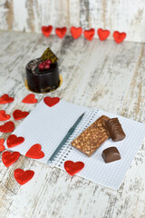 Chocolate cake and lots of hearts