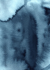 Deep blue watercolor background. Watercolor indigo wash.