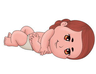 baby trying sleeping Sticker t-shirt cloth mug design Baby illustration child with eyes character cute little kid in diaper happy childhood small little vector babies newborn