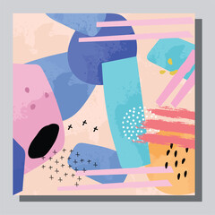 Illustration vector EPS 10 print. Hand draw painted abstract organic shapes. contemporary aesthetic boho mid century modern art in Scandinavian nordic design style
