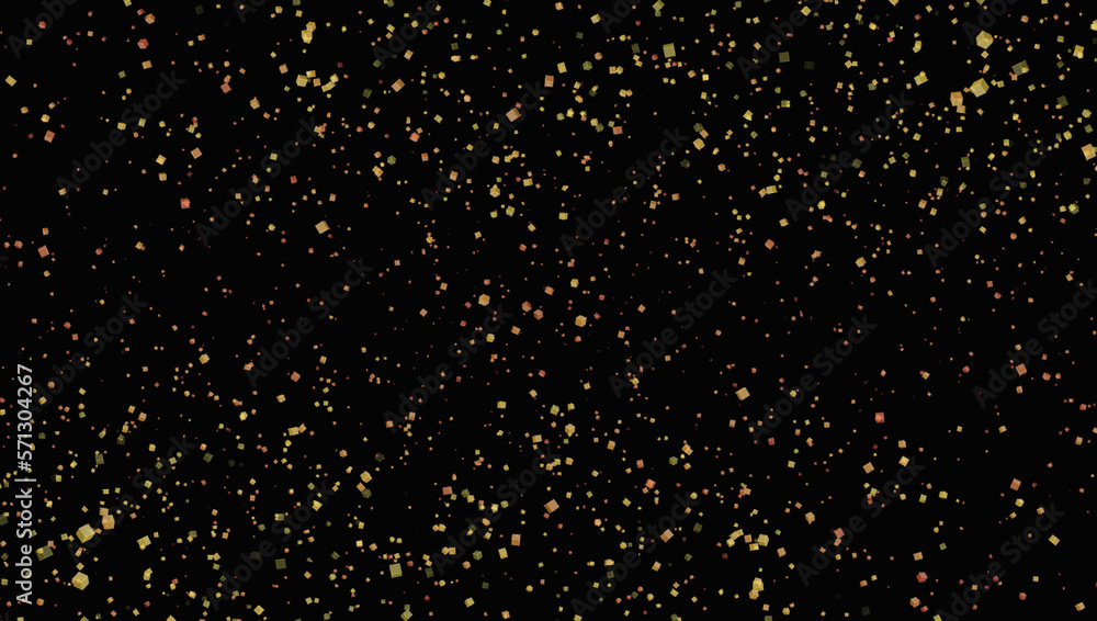 Poster golden rectiangle glowing particles flying in whirlwind. sky blue bokeh particle isolated on black b