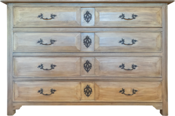 Old vintage wooden chest drawer isolated on white background